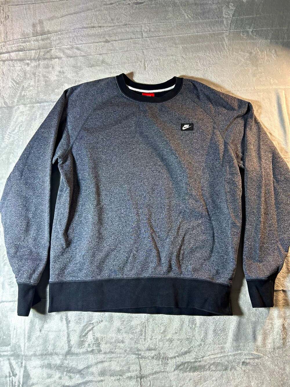 Nike Men's Crew Neck Pullover Sweatshirt Gray/Black Logo M